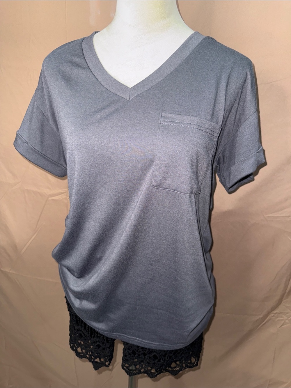 NWOT Women’s V-Neck Short Sleeve Tee - Gray